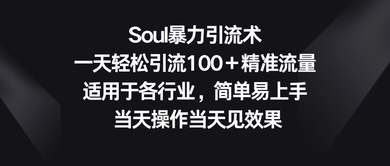 Soul暴力引流术，一天轻松引流100＋精准流量，适用于各行业，简单易上手！-云网创资源站