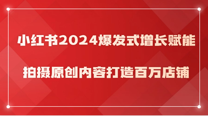 小红书的2024井喷式增长创变，拍照优质内容打造出上百万店面！-云网创资源站