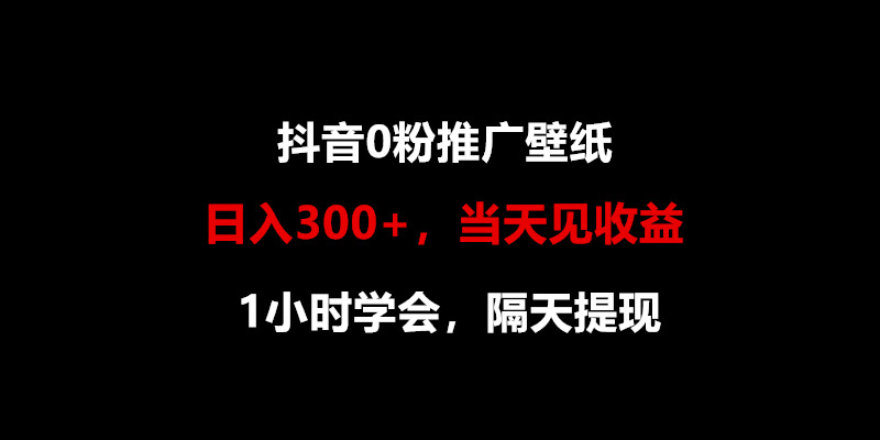 日入300 ，抖音视频0粉营销推广墙纸，1钟头懂得，当日见盈利，第二天取现-云网创资源站