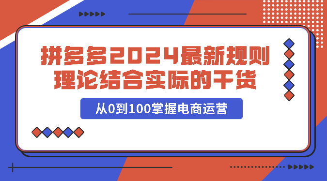 拼多多平台2024全新标准理论与实践相结合的干货知识，从0到100把握网店运营-云网创资源站