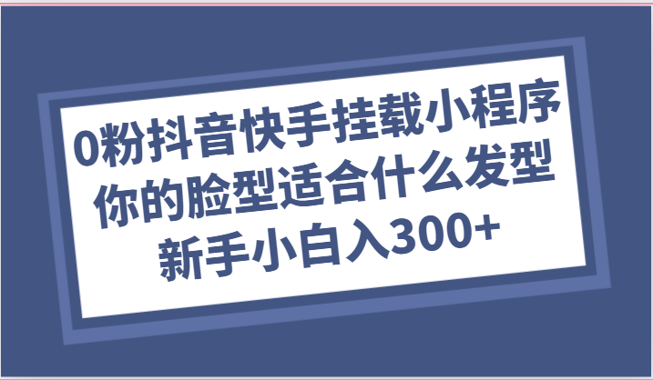 0粉抖音和快手初始化微信小程序，你脸型适合的发型游戏玩法，新手入门日入300-云网创资源站