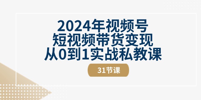 2024年视频号短视频带货变现从0到1实战私教课（30节视频课）-云网创资源站