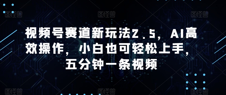 微信视频号跑道新模式2.5，AI高效率实际操作，新手也可以快速上手，五分钟一条视频-云网创资源站