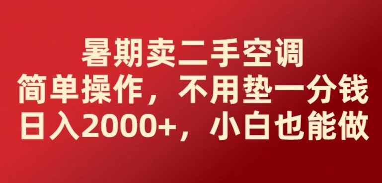 暑假卖二手空调易操作，无需垫一分钱日入2000 ，新手也可以做-云网创资源站