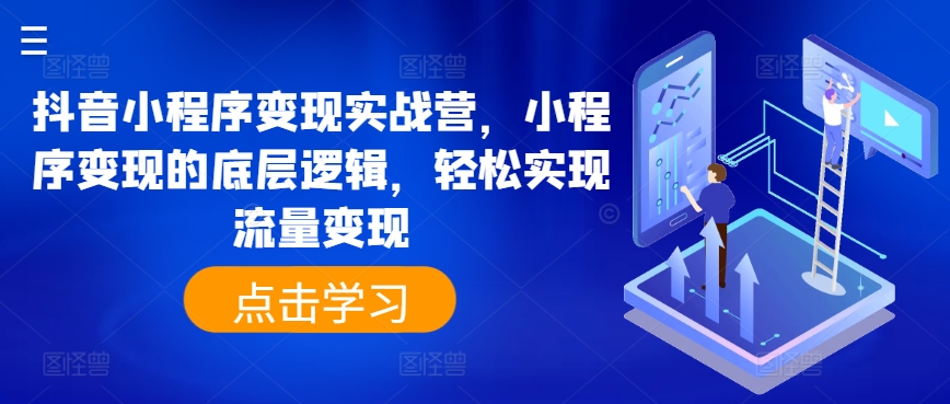 抖音小程序转现实战营，小程序变现的底层思维，真正实现数据流量变现-云网创资源站