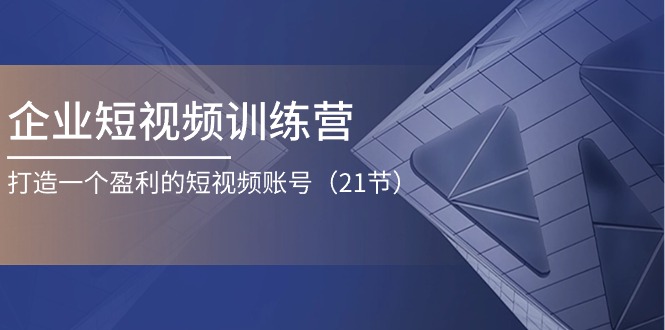 企业短视频训练营：打造一个盈利的短视频账号（21节）-云网创资源站