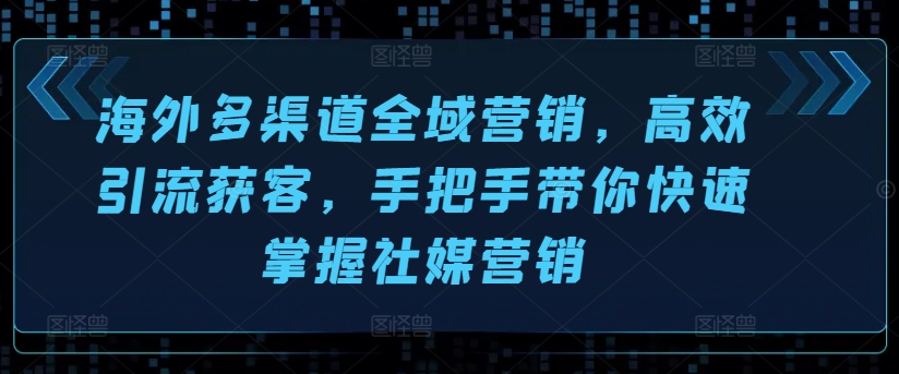 国外多种渠道全域营销，高效率引流方法拓客，从零陪你快速上手社媒营销-云网创资源站