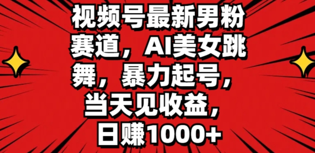 微信视频号全新粉丝跑道，AI美女跳舞，暴力行为养号，当日见盈利，日赚1K-云网创资源站