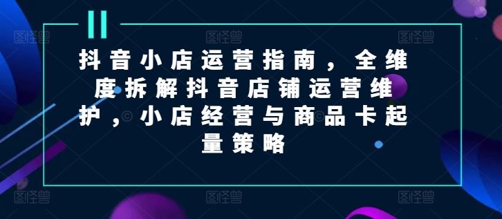 抖音小店运营指南，全维度拆解抖音店铺运营维护，小店经营与商品卡起量策略-云网创资源站