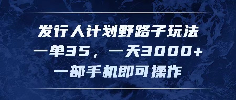 发行人计划野路子玩法，一单35，一天3000+，一部手机即可操作-云网创资源站