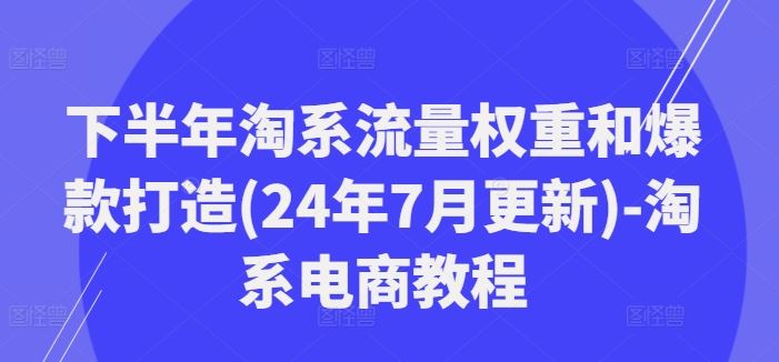 下半年淘系流量权重和爆款打造(24年7月更新)-淘系电商教程-云网创资源站