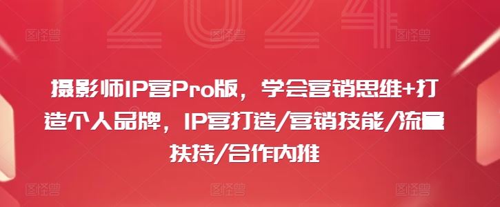 摄影师IP营Pro版，学会营销思维+打造个人品牌，IP营打造/营销技能/流量扶持/合作内推-云网创资源站