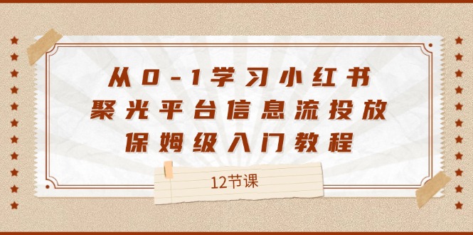 从0-1学习小红书聚光平台信息流投放，保姆级入门教程（12节课）-云网创资源站