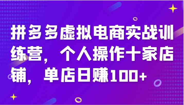 拼多多虚拟电商实战训练营，个人操作十家店铺，单店日赚100+-云网创资源站