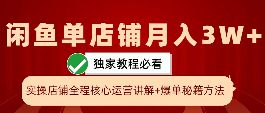 闲鱼平台单店面月入3W 实际操作展现，打造爆款关键秘笈，一学就会-云网创资源站