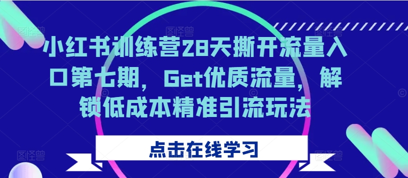 小红书的夏令营28天撕掉流量来源第七期，Get高品质总流量，开启降低成本精准引流方法游戏玩法-云网创资源站