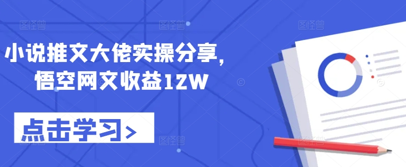 小说推文大佬实操分享，悟空网文收益12W-云网创资源站