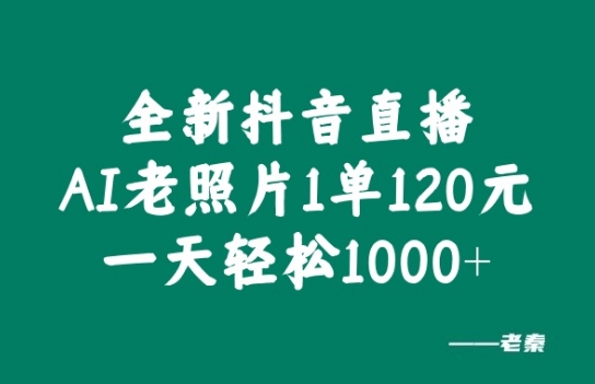 全新抖音直播AI老照片玩法，1单120元，一天轻松1k-云网创资源站