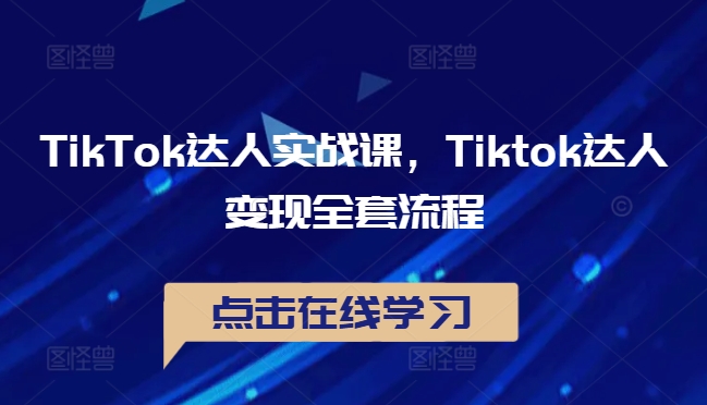 TikTok达人实战课，Tiktok达人变现全套流程-云网创资源站