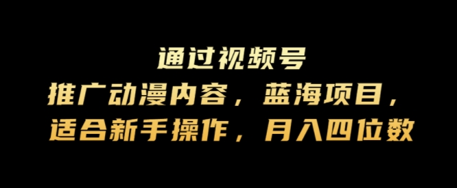 通过视频号推广动漫内容，蓝海项目，适合新手操作，月入四位数-云网创资源站