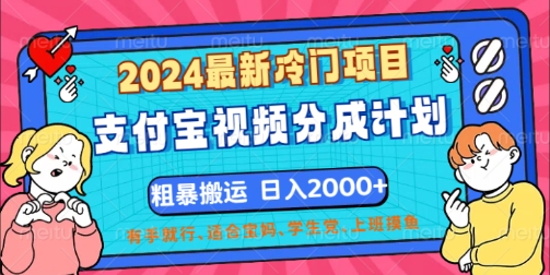 2024全新蓝海项目，支付宝钱包短视频分为方案，立即粗鲁运送，有手就行-云网创资源站