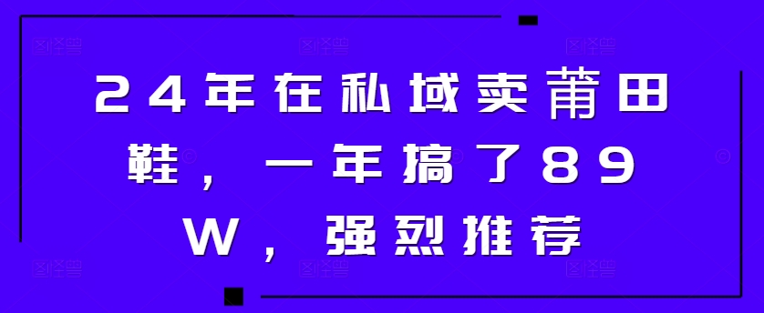 24年于公域卖莆田鞋，一年做了89W，极力推荐-云网创资源站