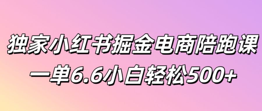 独家代理小红书的掘金队电子商务陪跑课一单6.6新手轻轻松松5张-云网创资源站