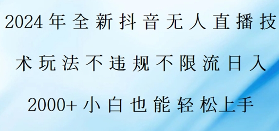 2024年全新抖音无人直播技术玩法，日入2k，小白也能轻松上手-云网创资源站