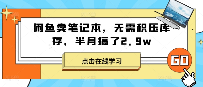 闲鱼卖笔记本，无需积压库存，半月搞了2.9w-云网创资源站