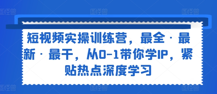 小视频实操训练营，最齐·全新·最干，从0-1陪你学IP，紧靠网络热点深度神经网络-云网创资源站