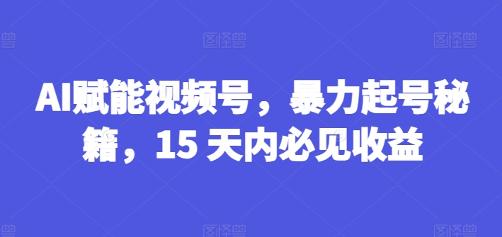 AI创变微信视频号，暴力行为养号秘笈，15 日内必见盈利【揭密】-云网创资源站