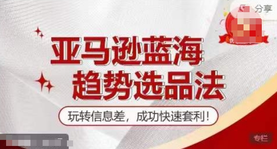 【夏令营】亚马逊平台瀚海发展趋势选款法，轻松玩信息不对称，取得成功迅速对冲套利-云网创资源站