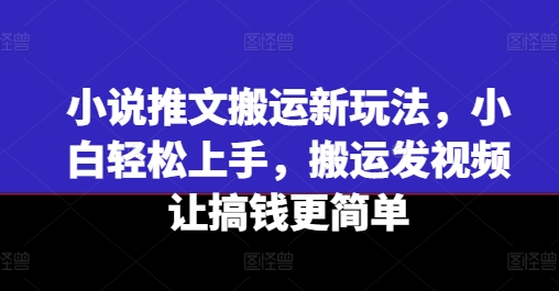 小说推文运送新模式，新手快速上手，运送上传视频让弄钱更方便-云网创资源站