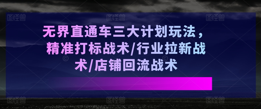 无边淘宝直通车三大计划游戏玩法，精确激光打标战略/领域引流战略/店面逆流战略-云网创资源站