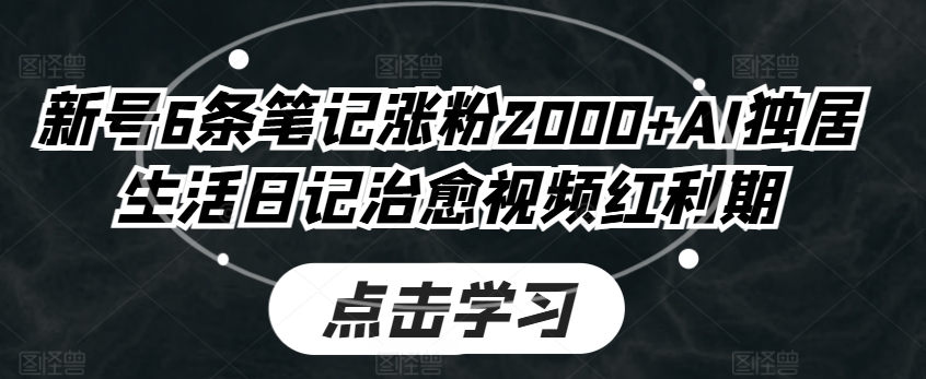 小号6条手记增粉2000 AI独自生活日记痊愈短视频风口期-云网创资源站