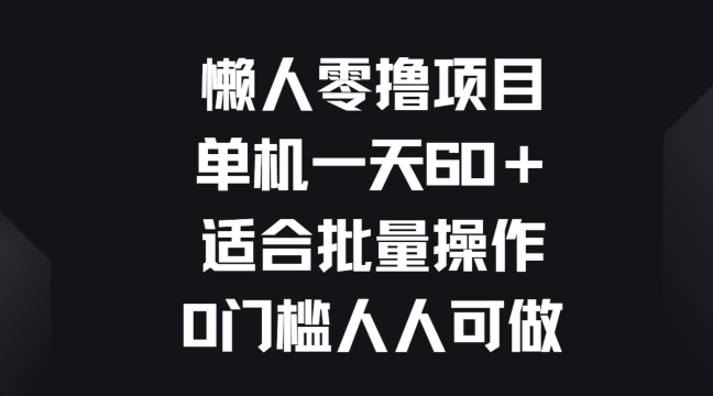 懒人神器零撸新项目，单机版一天60 适宜批量处理，0门坎每个人能做-云网创资源站