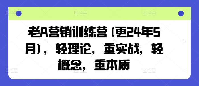 老A营销训练营(更24年5月)，轻理论，重实战，轻概念，重本质-云网创资源站