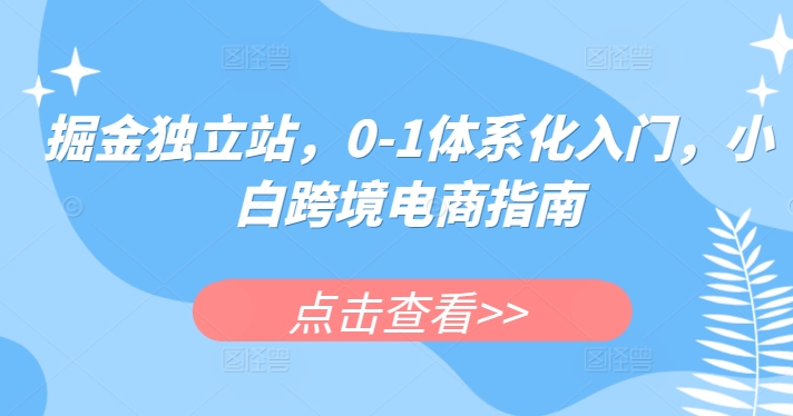 掘金队自建站，0-1系统化新手入门，新手跨境电子商务手册-云网创资源站