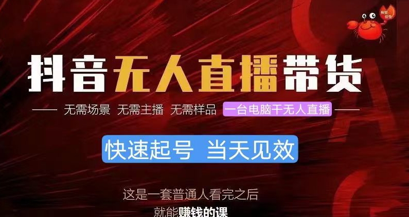 抖音无人直播卖货，新手就能快速上手，无需真人出镜-云网创资源站