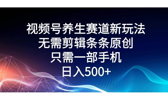 微信视频号健康养生跑道新模式，不用视频剪辑一条条原创设计，仅需一部手机即可操作-云网创资源站