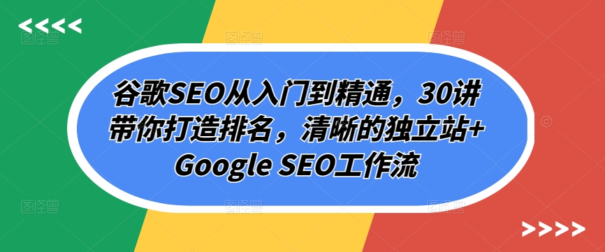 谷歌搜索SEO实用教程，30讲陪你打造出排行，清楚的自建站 Google SEO工作流引擎-云网创资源站