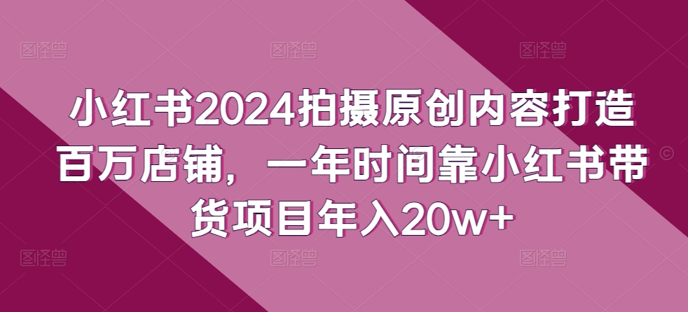 小红书的2024拍照优质内容打造出上百万店面，一年时间靠小红书的卖货新项目年收入20w-云网创资源站