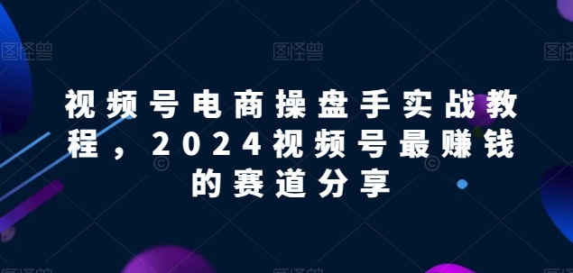 视频号电商实战教程，2024视频号最赚钱的赛道分享-云网创资源站