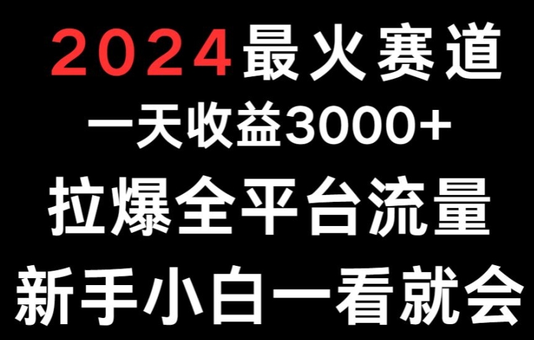 2024最火赛道一天收益3000+拉爆全平台流量新手小白一看就会-云网创资源站