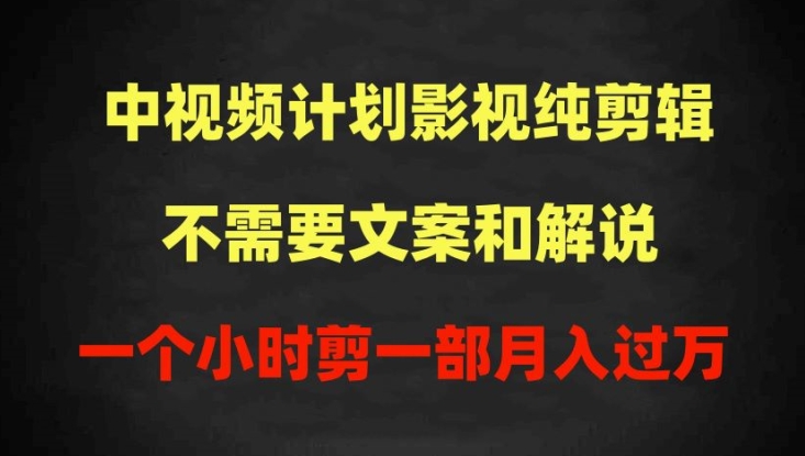 中视频计划影视纯剪辑，不需要文案和解说，一个小时剪一部，100%过原创月入过万【揭秘】-云网创资源站