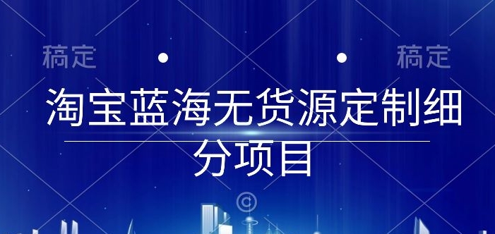 淘宝蓝海无货源定制细分项目，从0到起店实操全流程【揭秘】-云网创资源站