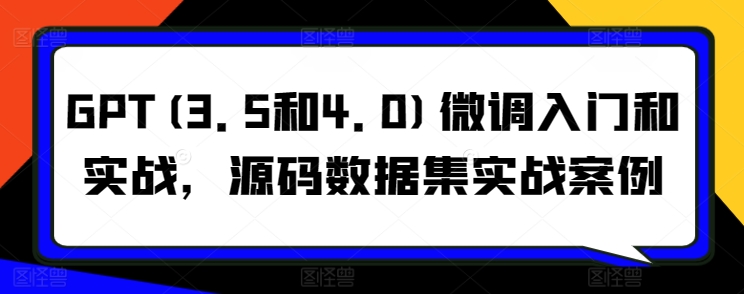 GPT(3.5和4.0)微调入门和实战，源码数据集实战案例-云网创资源站