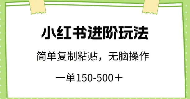 小红书进阶玩法，一单150-500+，简单复制粘贴，小白也能轻松上手【揭秘】-云网创资源站