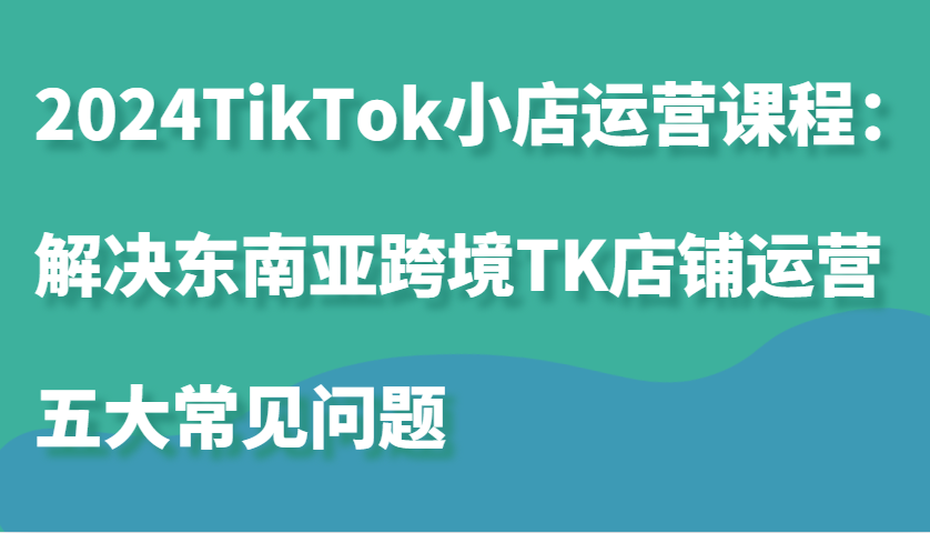 2024TikTok小店运营课程：解决东南亚跨境TK店铺运营五大常见问题-云网创资源站