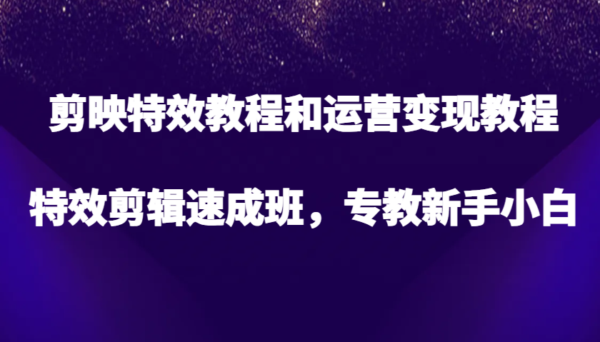 剪辑软件特效教程和经营转现实例教程，特效剪辑短期培训班，专教新手入门-云网创资源站